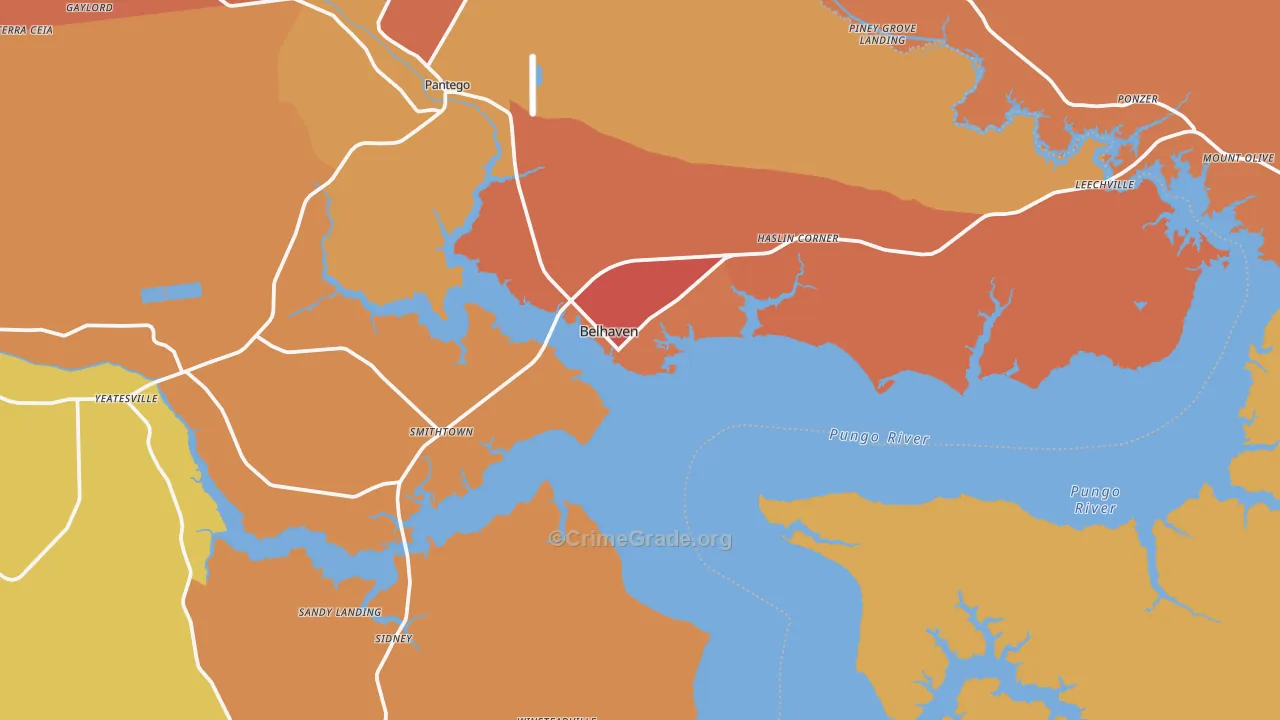 Belhaven, NC Map of Murder Rates