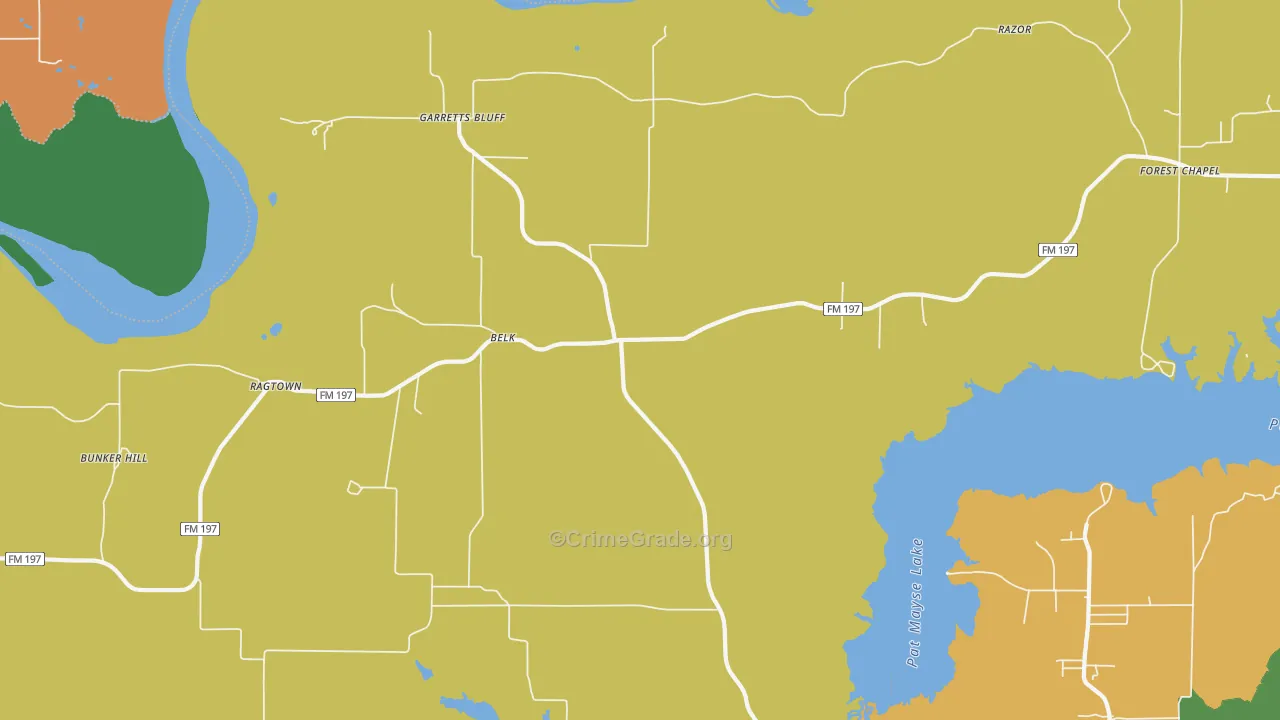 Belk, TX Map of Murder Rates