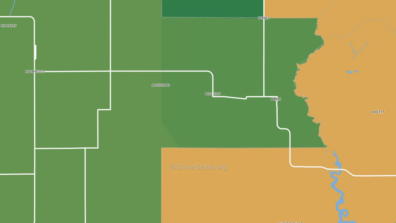 Bell City, LA Map of Murder Rates