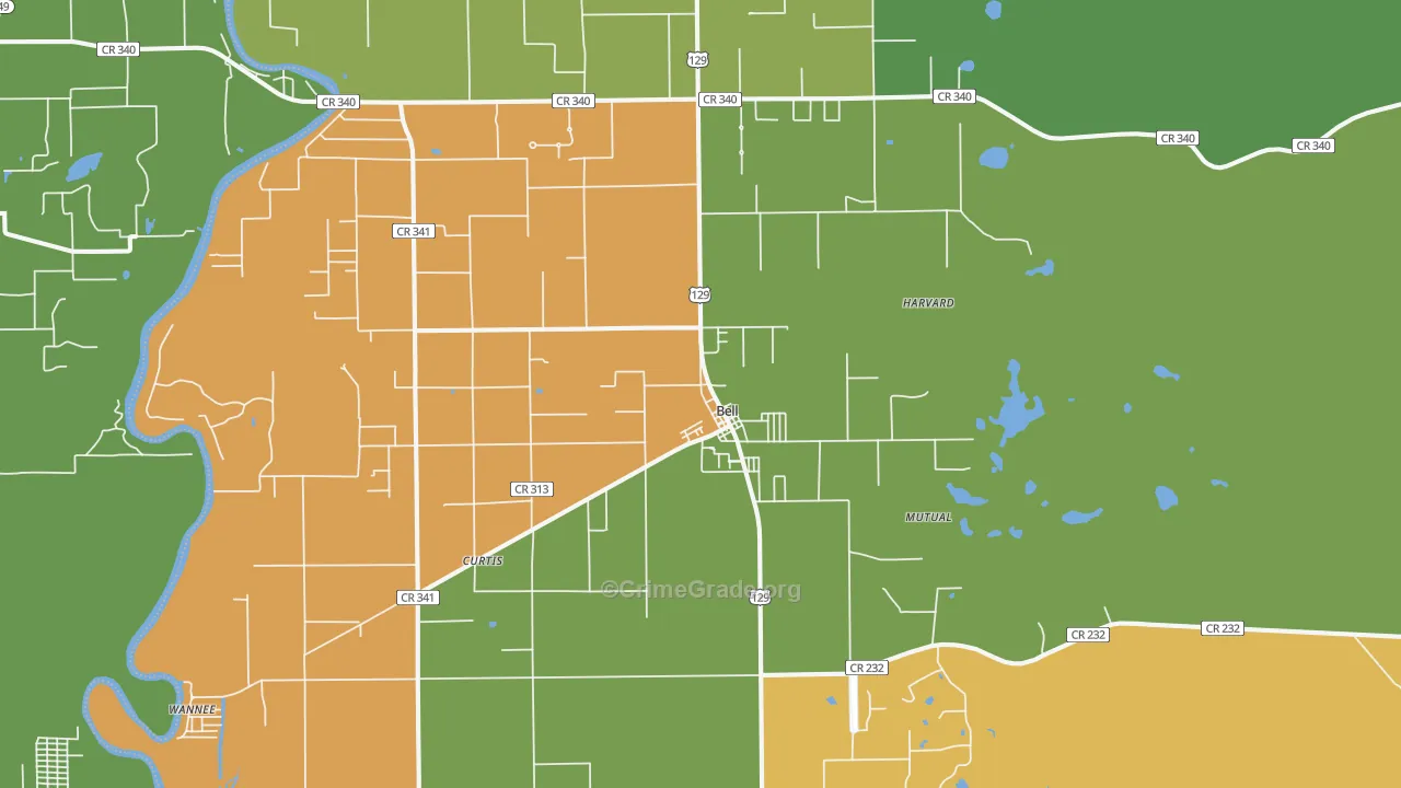 Bell, FL Map of Murder Rates