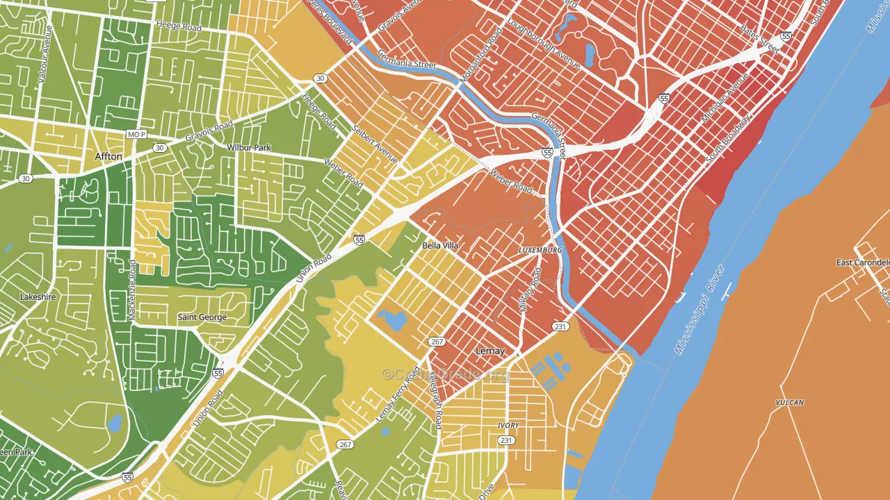 Bella Villa, MO Map of Murder Rates