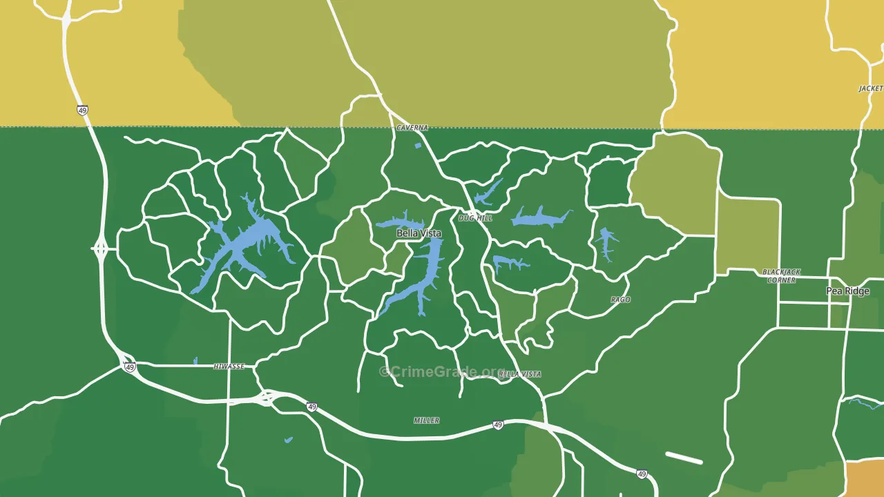 Bella Vista, AR Map of Murder Rates