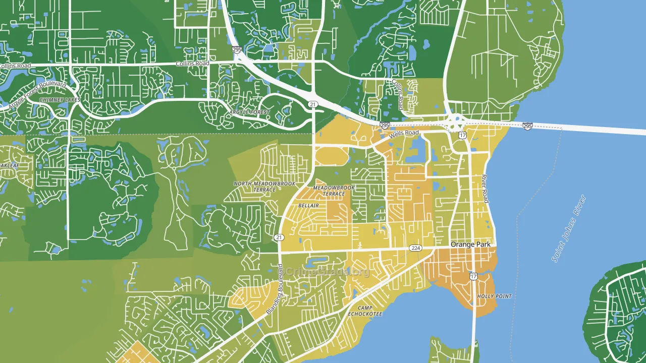 Bellair-Meadowbrook Terrace, FL Map of Murder Rates