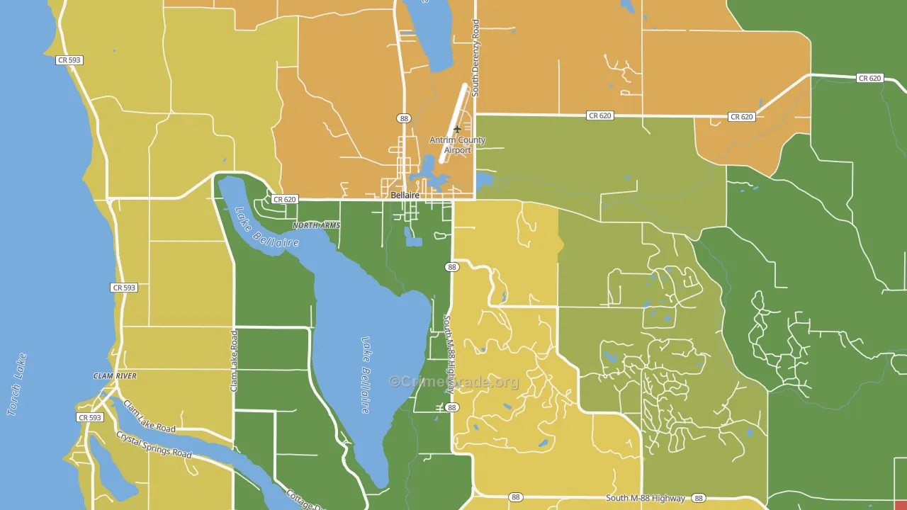 Bellaire, MI Map of Murder Rates