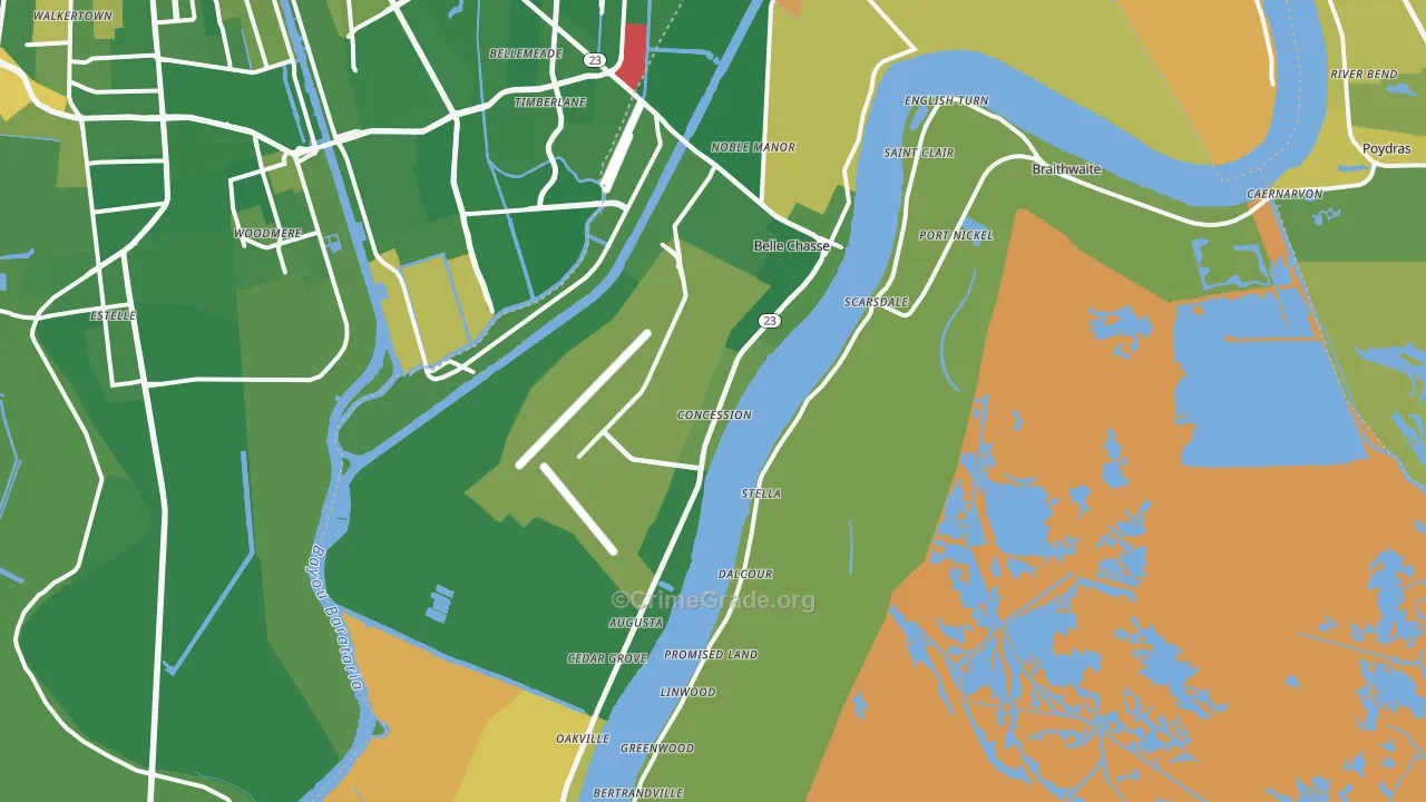 Belle Chasse, LA Map of Murder Rates