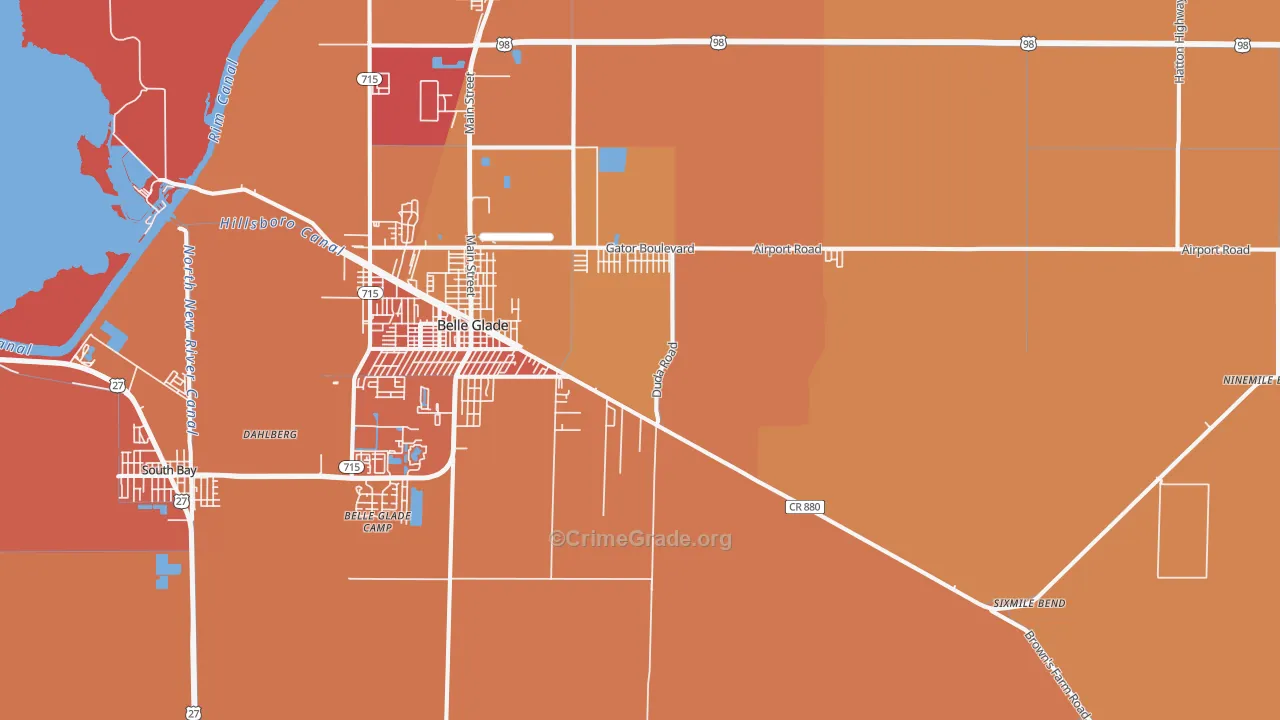 Belle Glade Camp, FL Map of Murder Rates