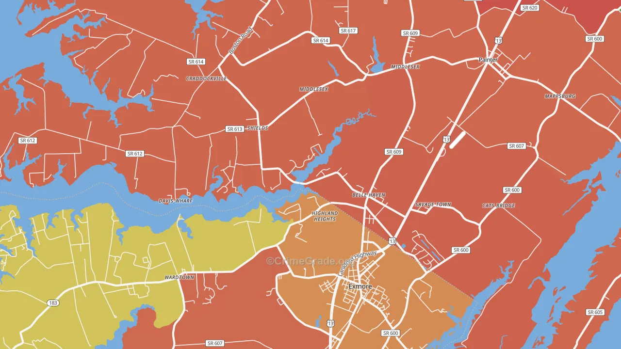 Belle Haven, VA Map of Murder Rates