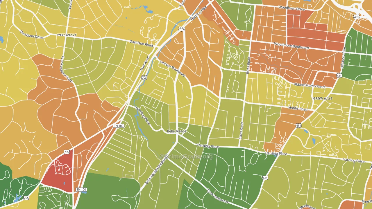 Belle Meade, TN Map of Murder Rates