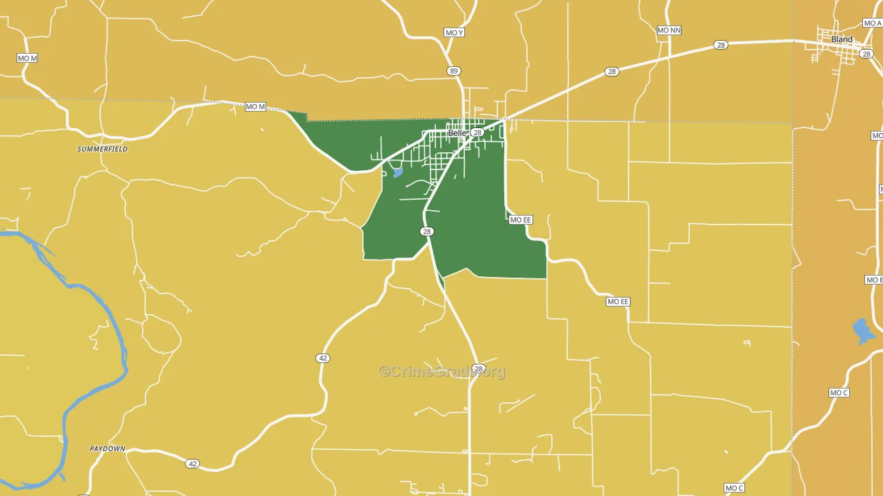 Belle, MO Map of Murder Rates