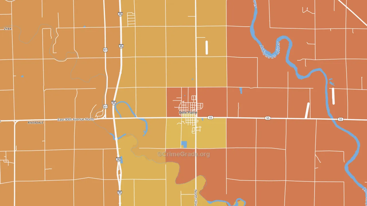 Belle Plaine, KS Map of Murder Rates