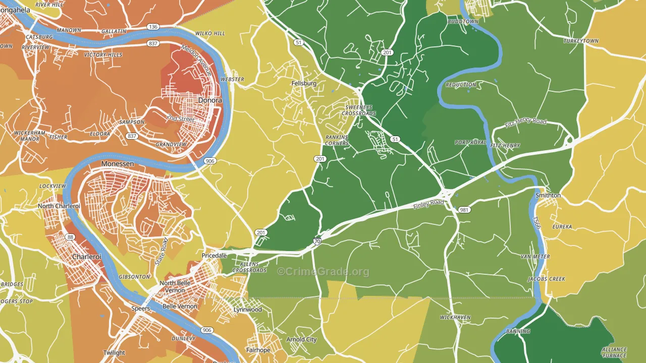 Belle Vernon, PA Map of Murder Rates