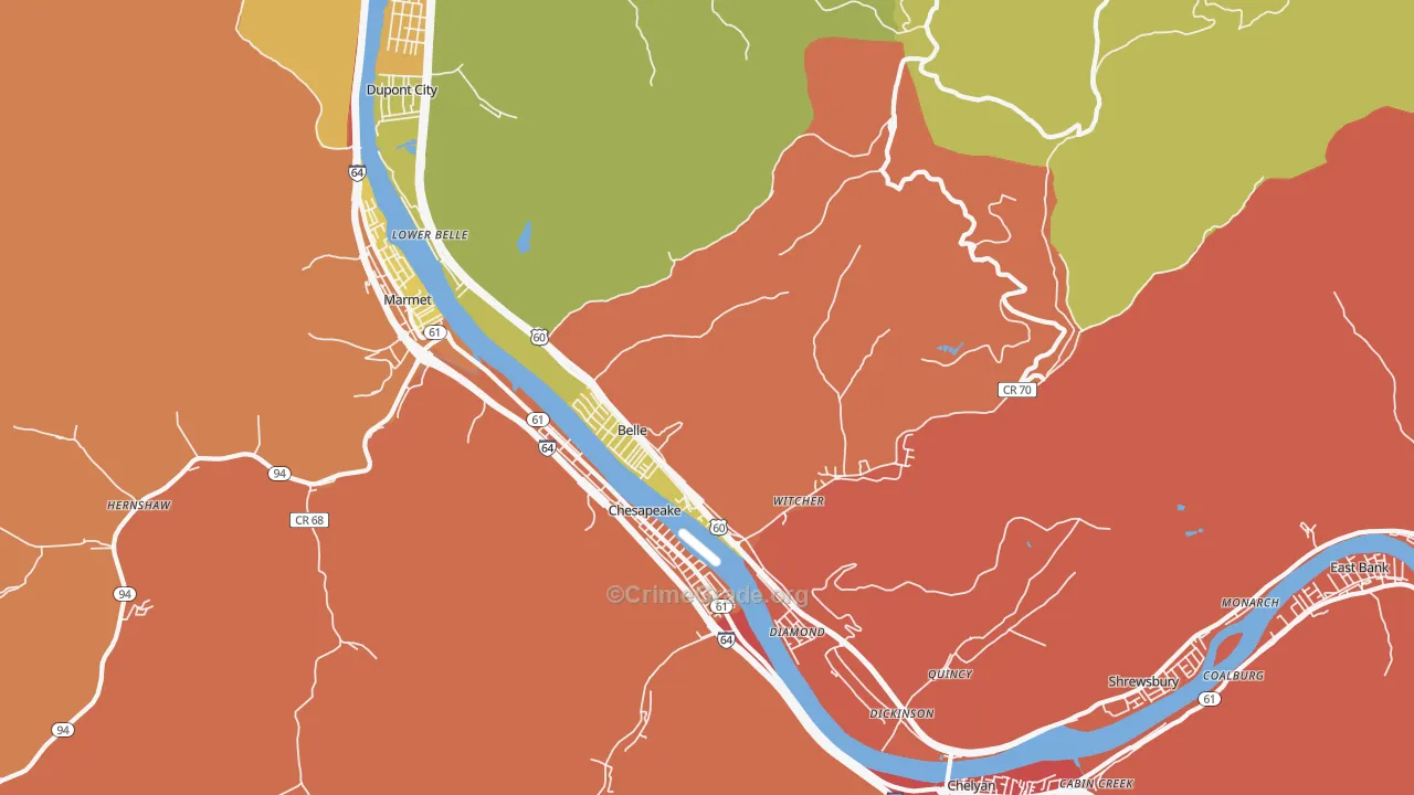 Belle, WV Map of Murder Rates