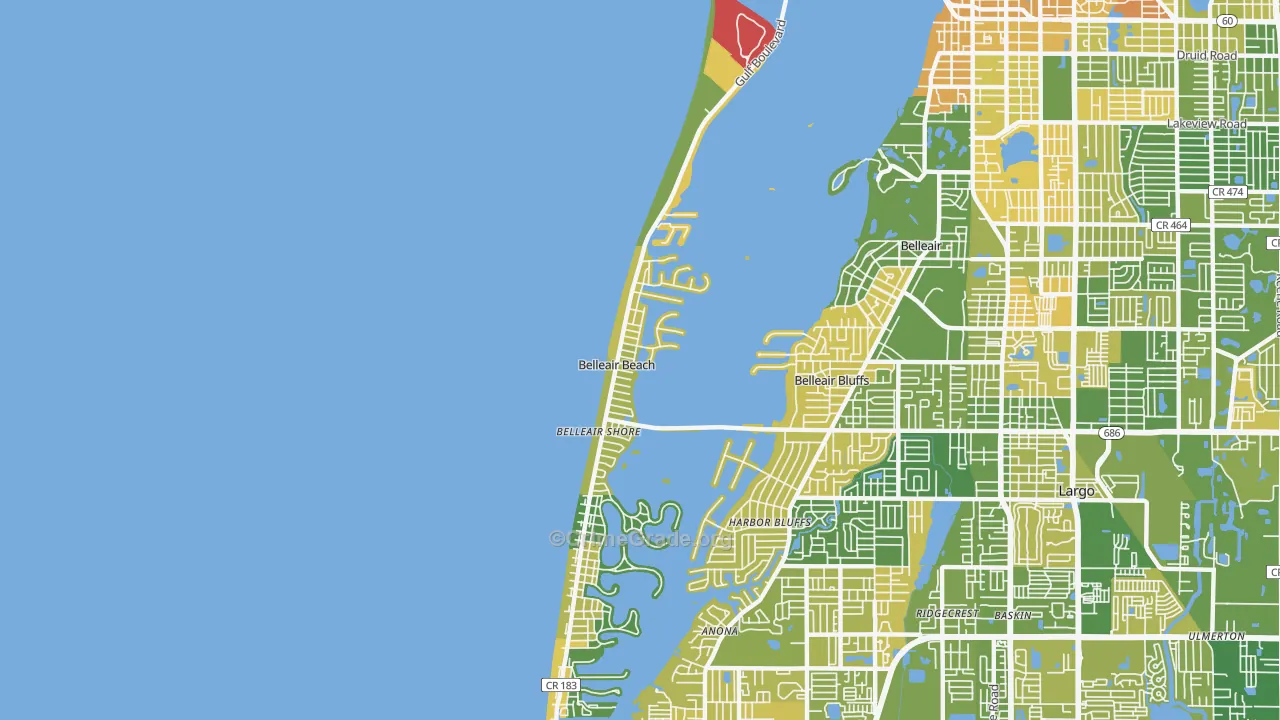 Belleair Beach, FL Map of Murder Rates