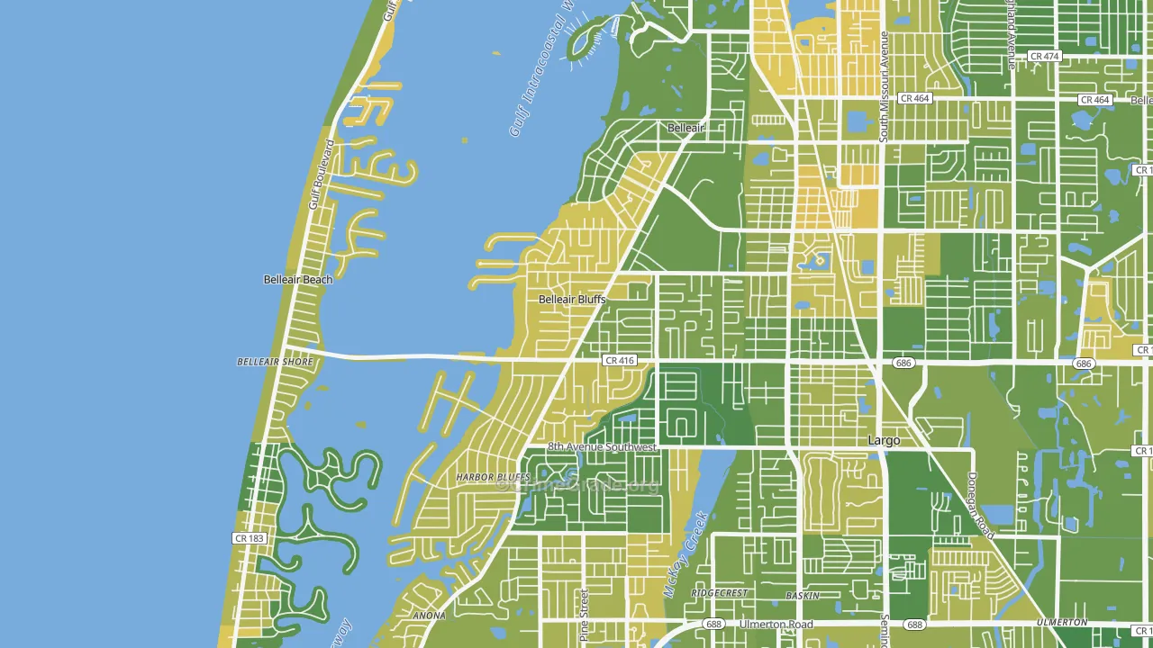 Belleair Bluffs, FL Map of Murder Rates