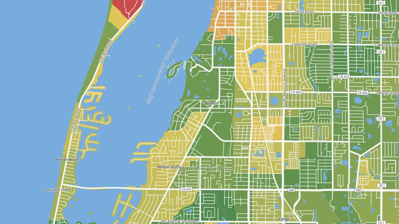 Belleair, FL Map of Murder Rates