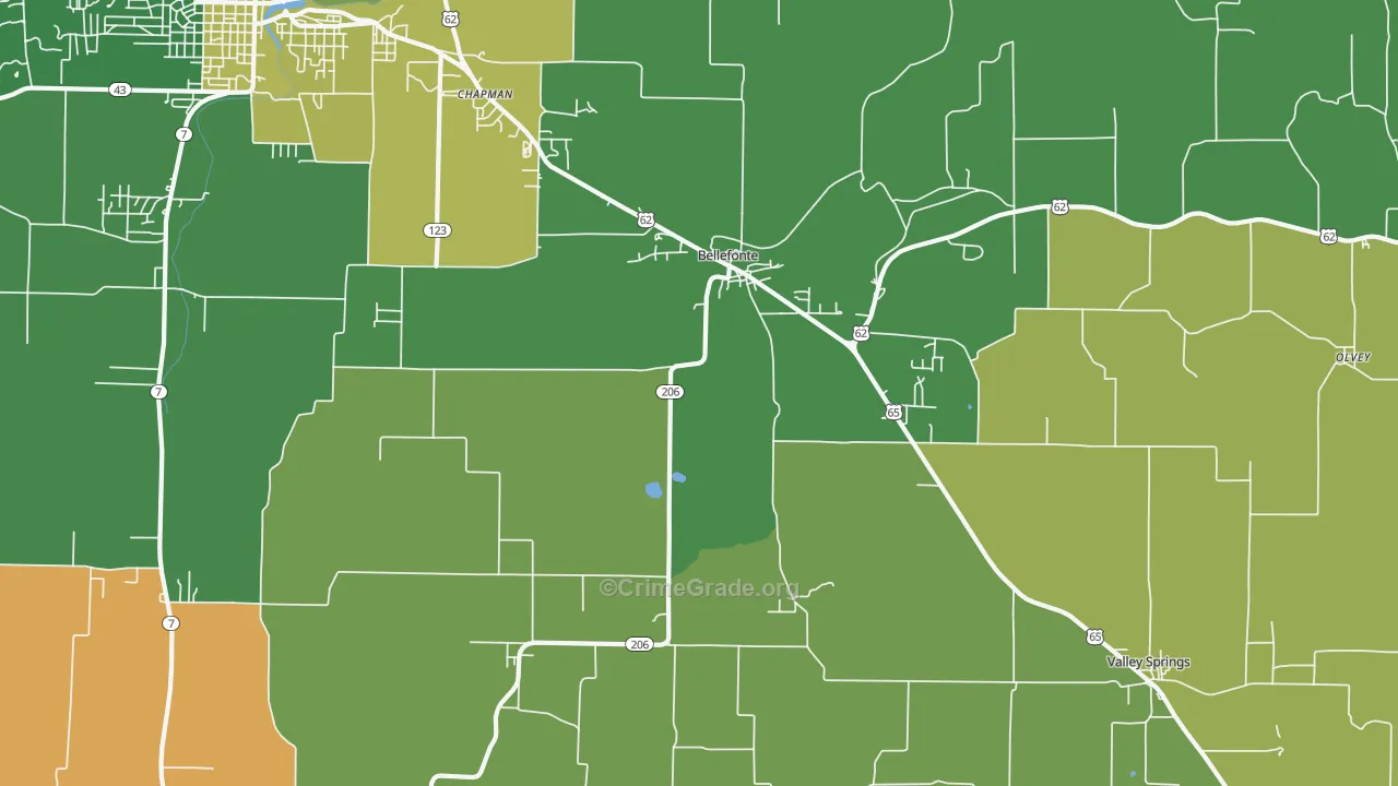 Bellefonte, AR Map of Murder Rates
