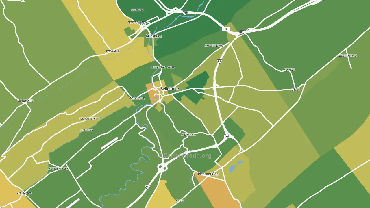 Bellefonte, PA Map of Murder Rates