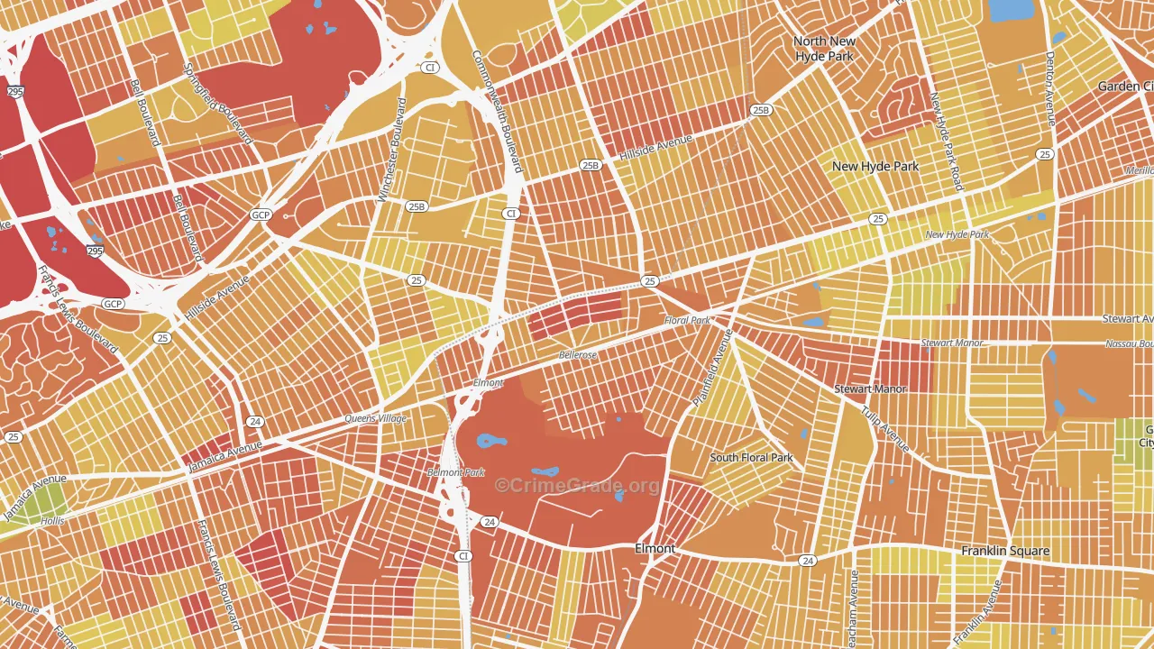 Bellerose, NY Map of Murder Rates