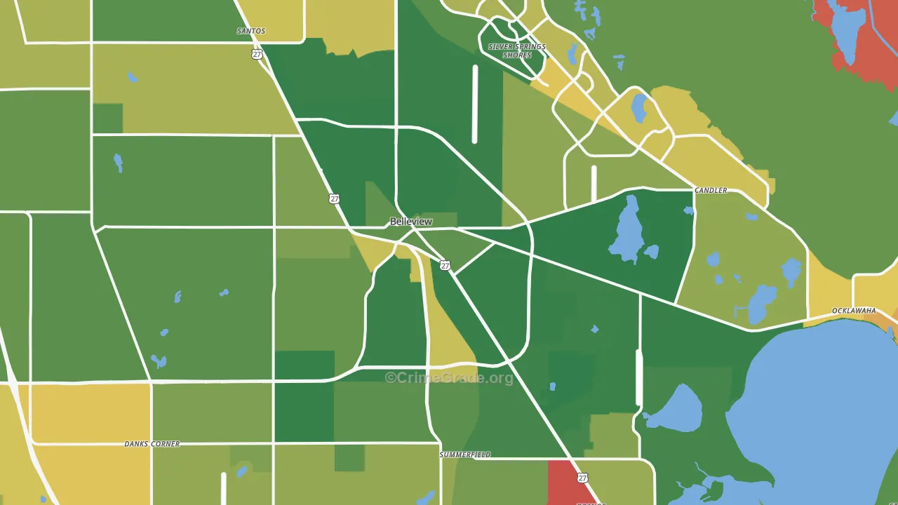 Belleview, FL Map of Murder Rates