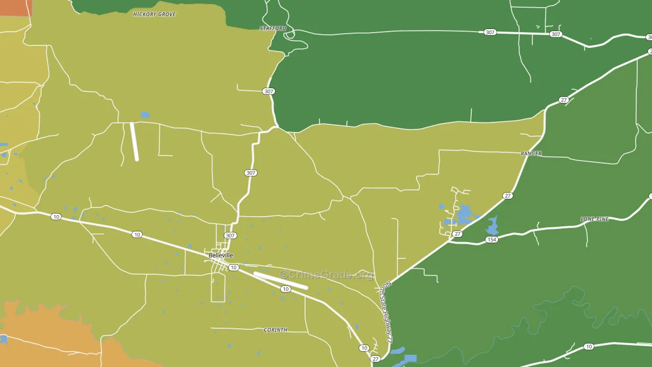 Belleville, AR Map of Murder Rates