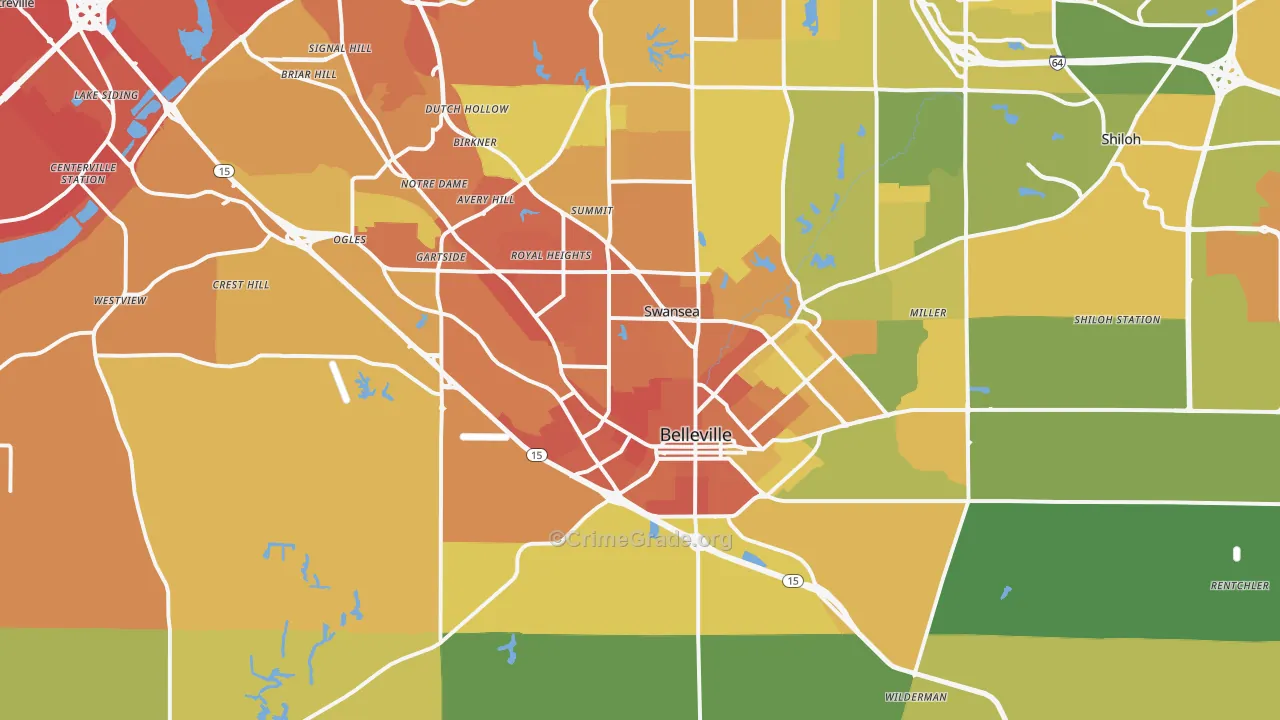 Belleville, IL Map of Murder Rates