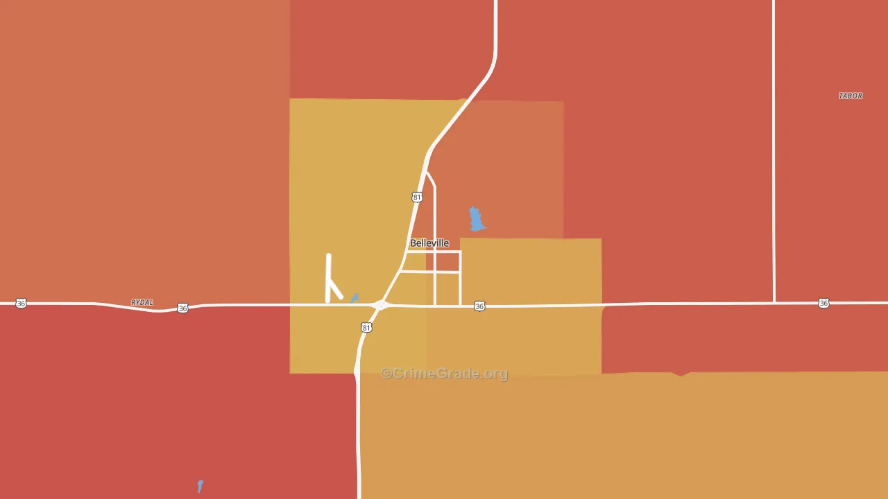 Belleville, KS Map of Murder Rates
