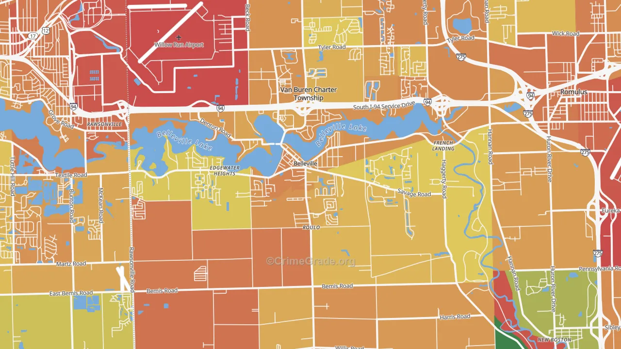 Belleville, MI Map of Murder Rates