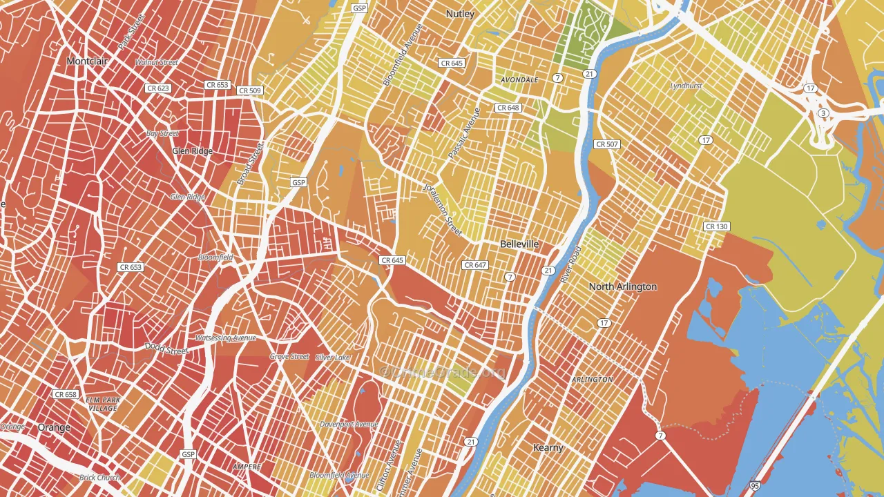 Belleville, NJ Map of Murder Rates