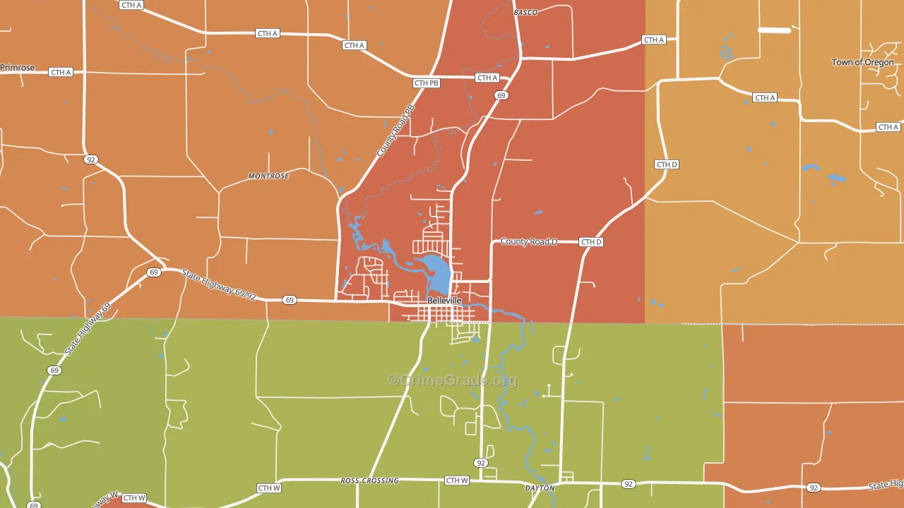 Belleville, WI Map of Murder Rates