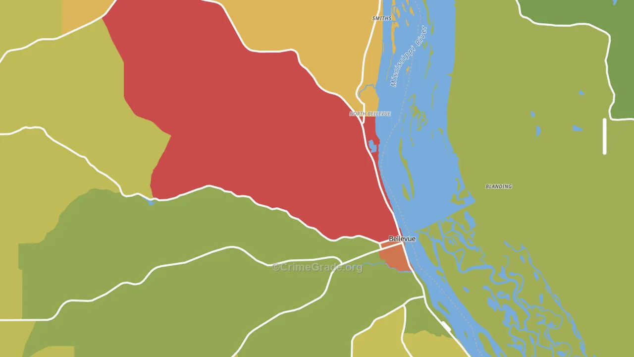 Bellevue, IA Map of Murder Rates