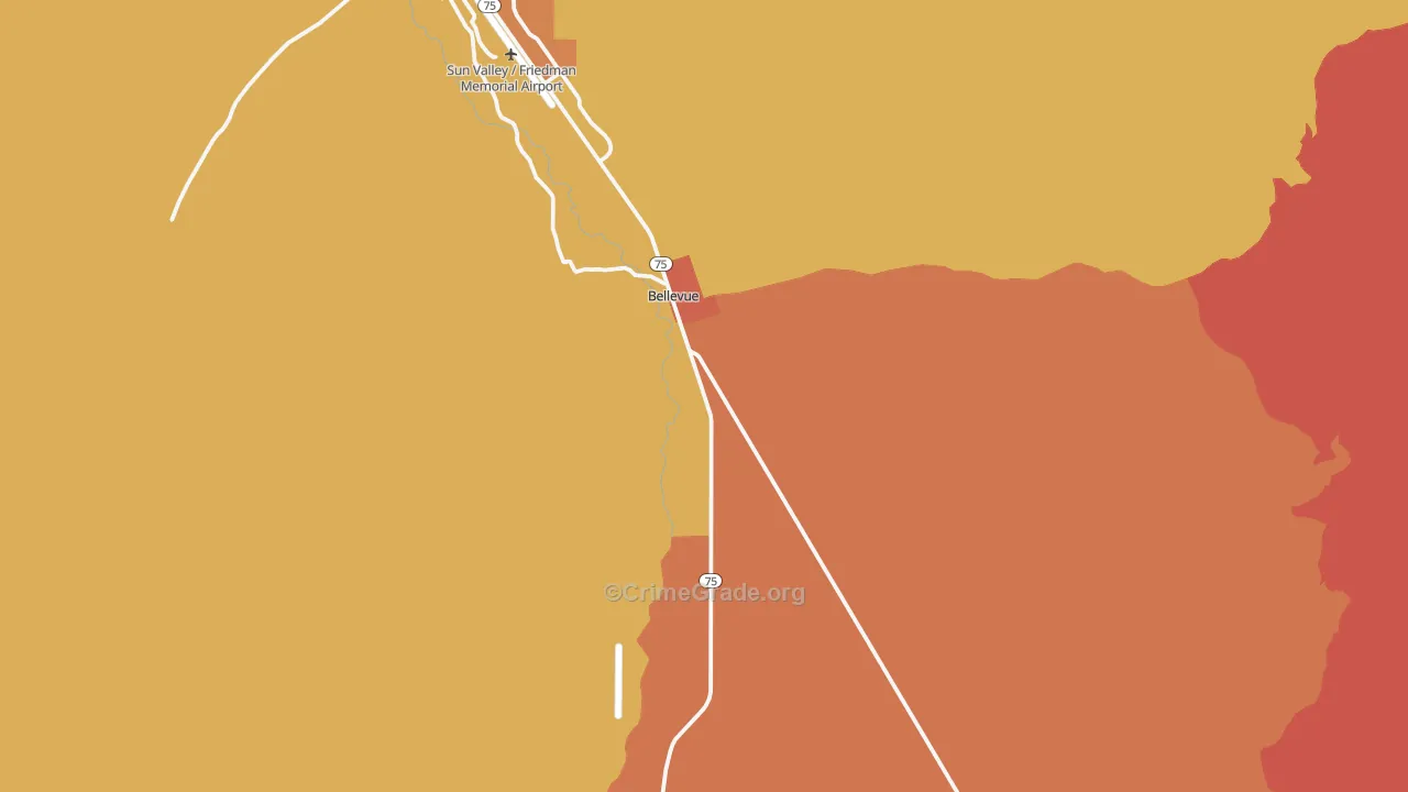 Bellevue, ID Map of Murder Rates