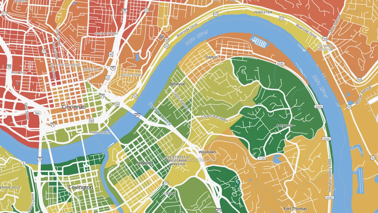 Bellevue, KY Map of Murder Rates