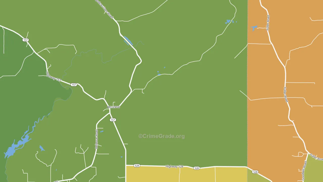 Bellevue, LA Map of Murder Rates