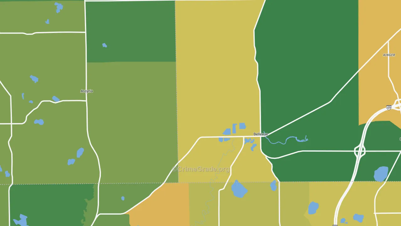 Bellevue, MI Map of Murder Rates