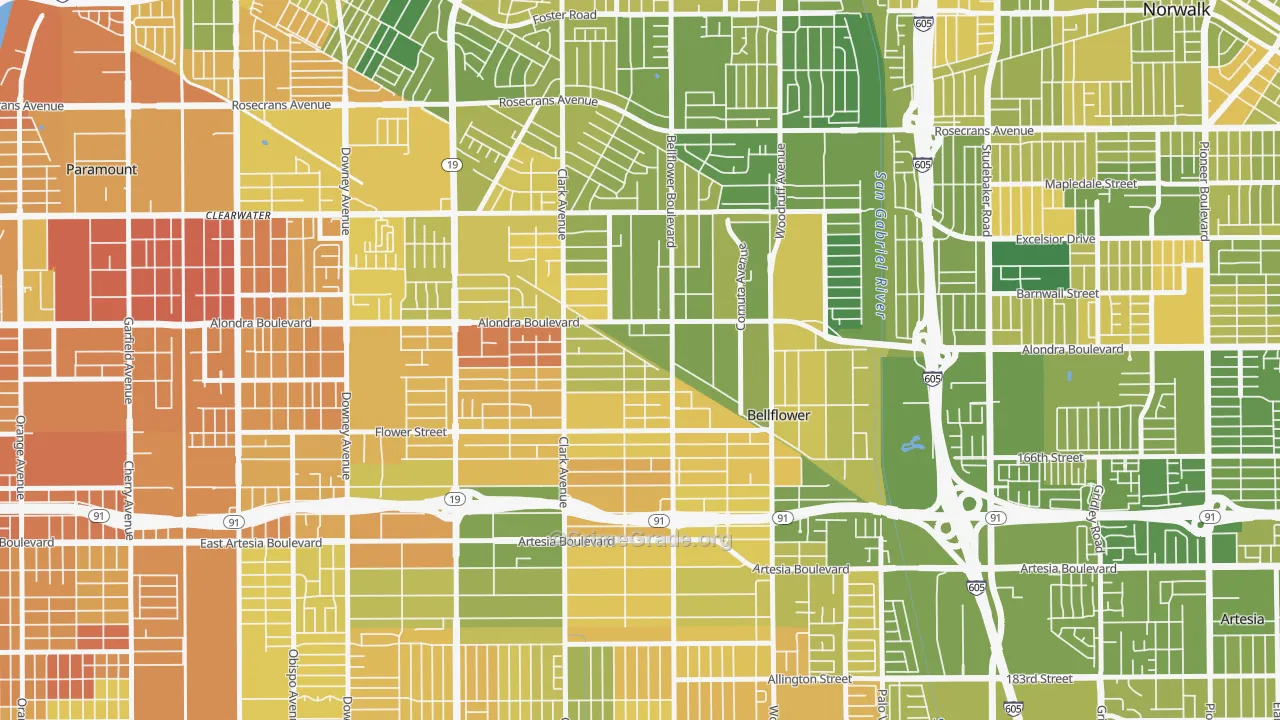 Bellflower, CA Map of Murder Rates