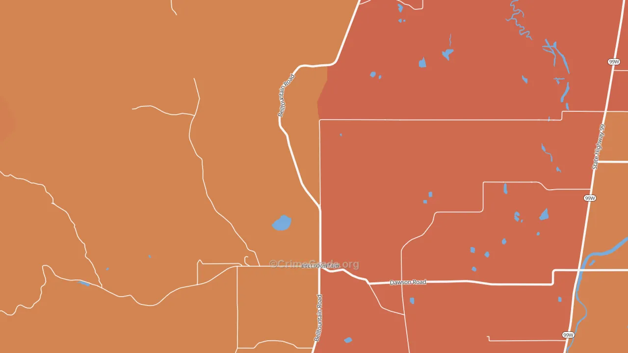 Bellfountain, OR Map of Murder Rates