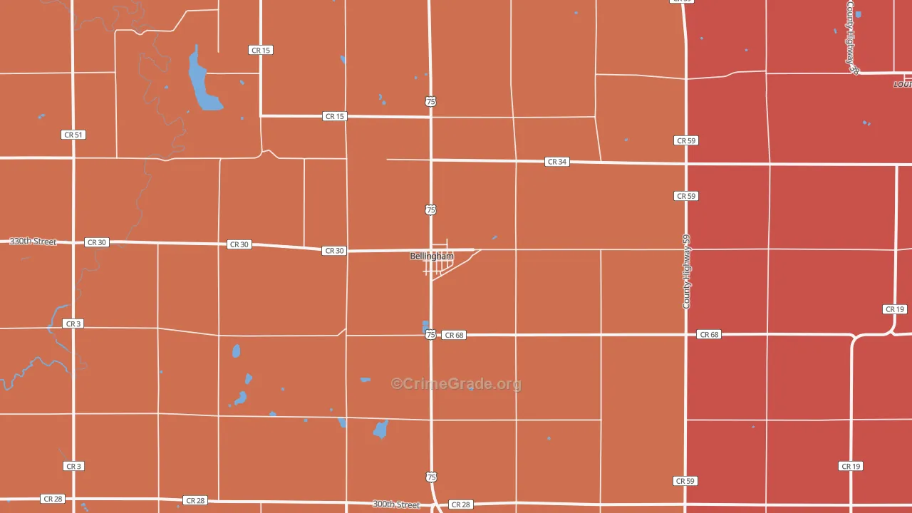 Bellingham, MN Map of Murder Rates