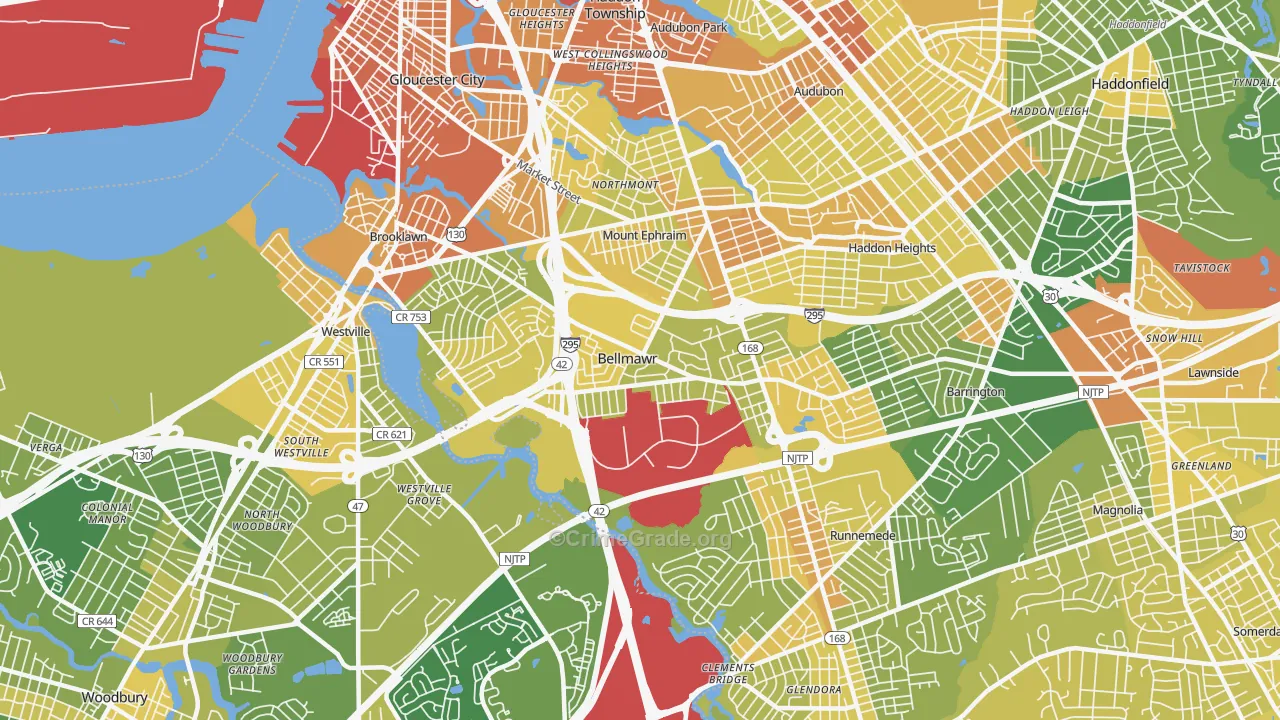 Bellmawr, NJ Map of Murder Rates