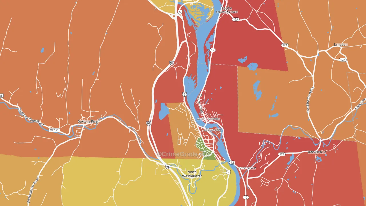 Bellows Falls, VT Map of Murder Rates
