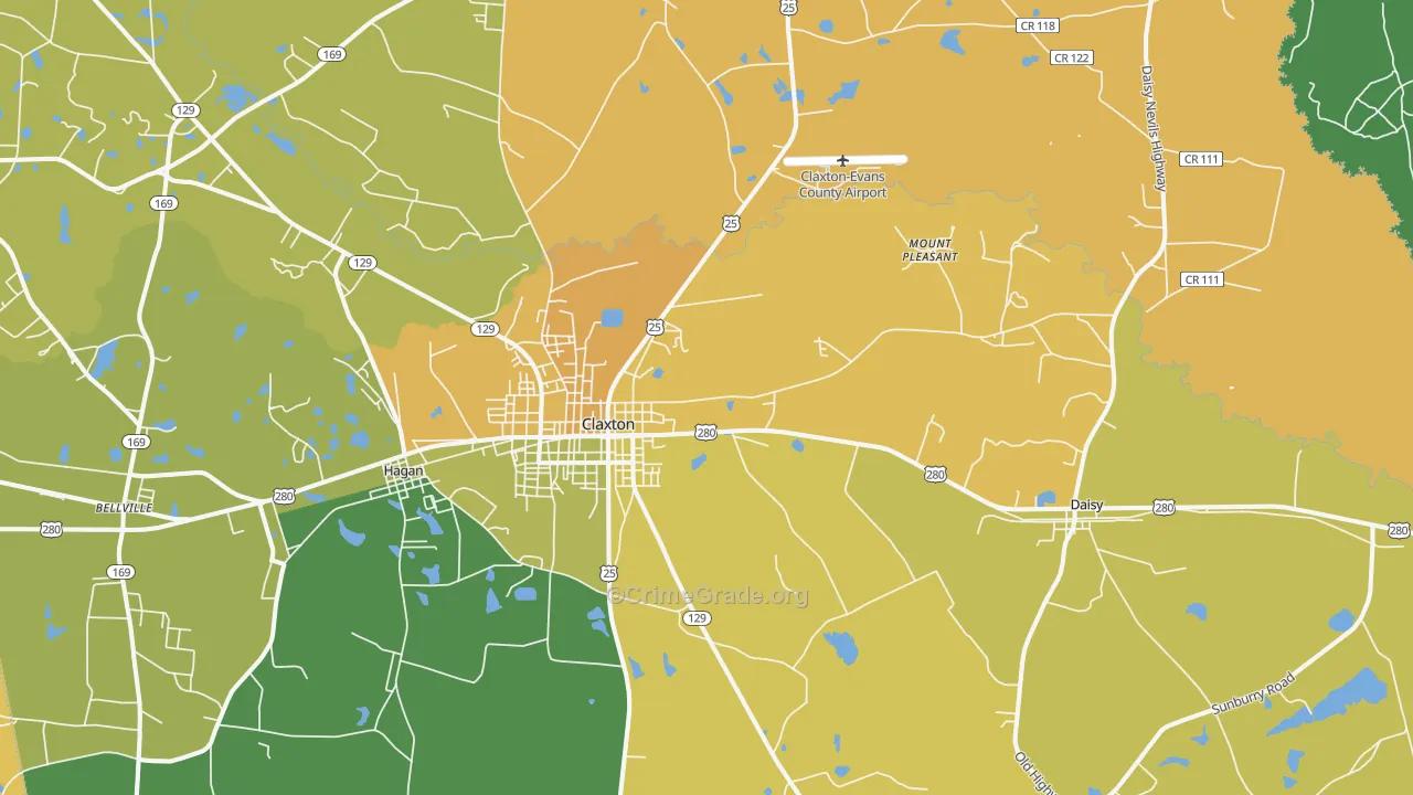 Bellville, GA Map of Murder Rates