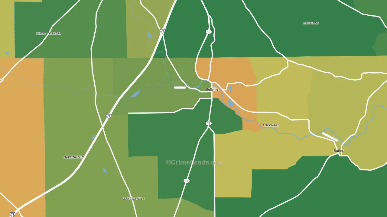 Bellville, OH Map of Murder Rates