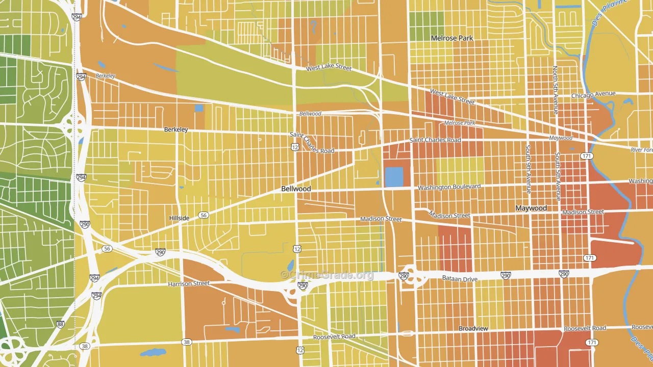 Bellwood, IL Map of Murder Rates