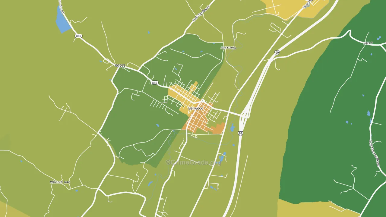 Bellwood, PA Map of Murder Rates
