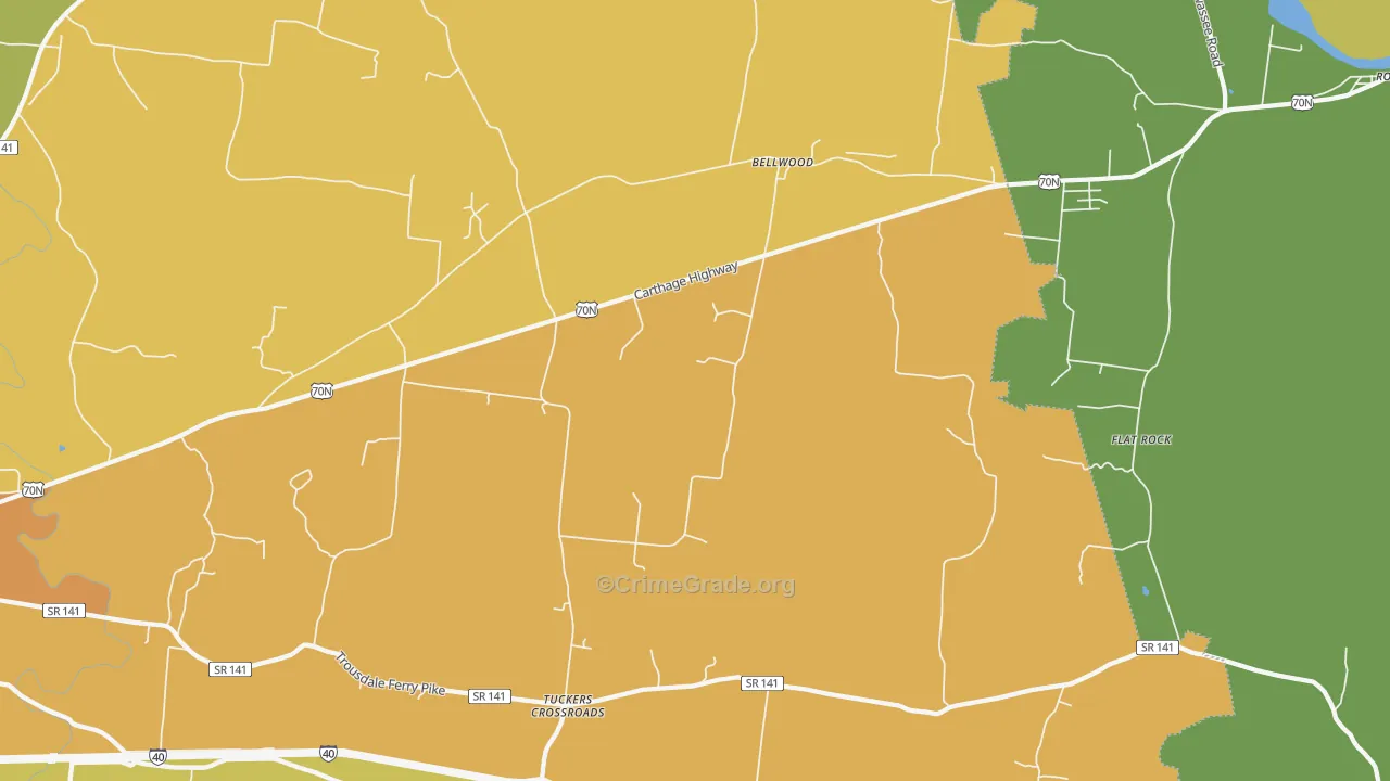 Bellwood, TN Map of Murder Rates
