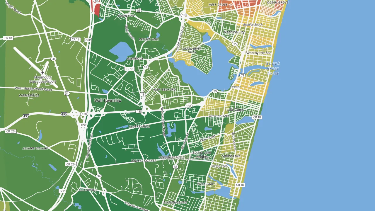 Belmar, NJ Map of Murder Rates