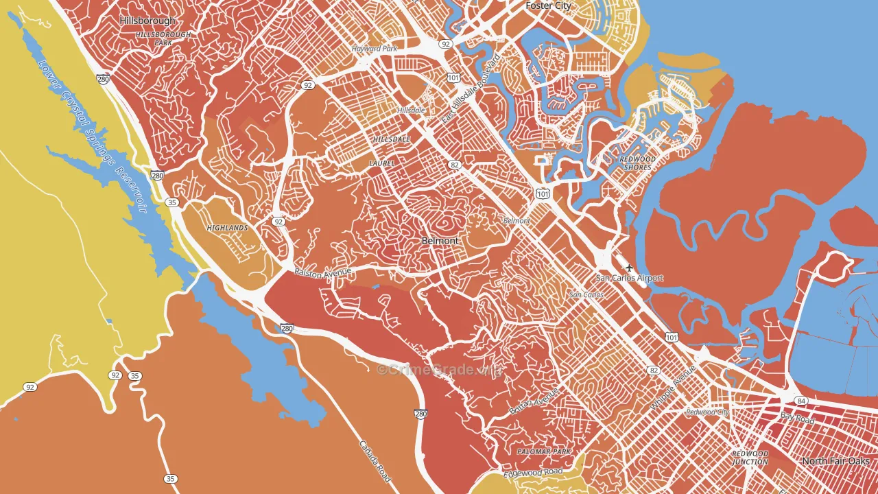 Belmont, CA Map of Murder Rates