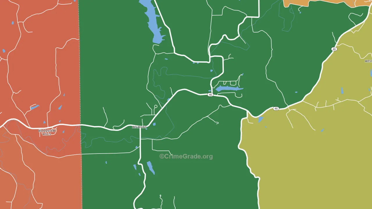 Belmont, IN Map of Murder Rates