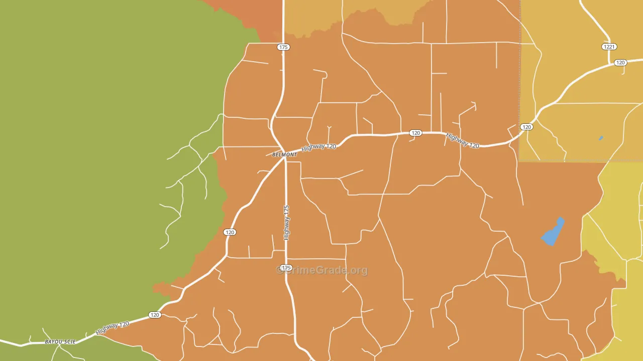 Belmont, LA Map of Murder Rates