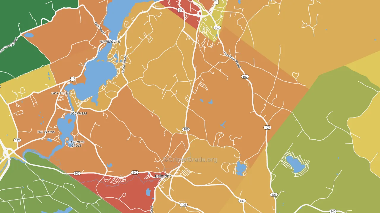 Belmont, NH Map of Murder Rates