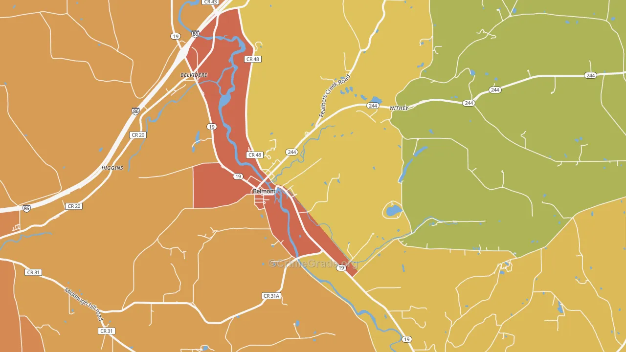 Belmont, NY Map of Murder Rates